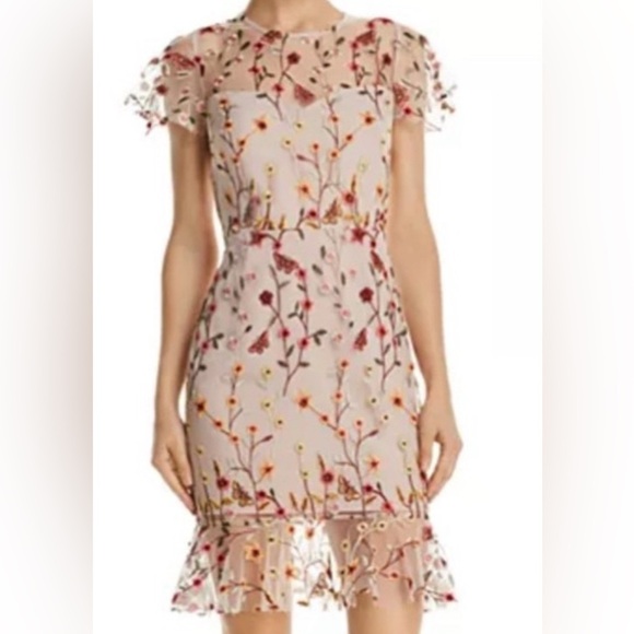 NWT Aqua Butterfly Embroidered Mesh Dress - Picture 1 of 7